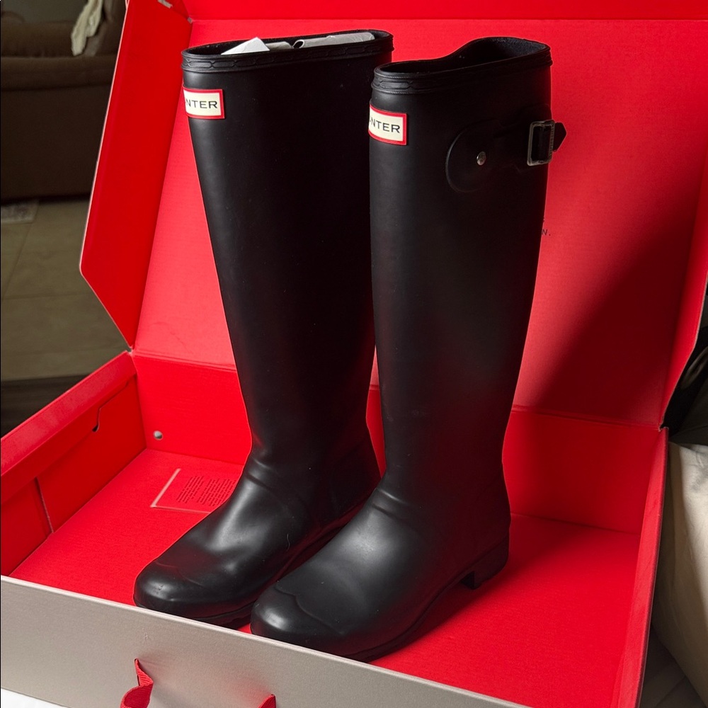 Hunter Women's Tour Packable Black Rain Boots